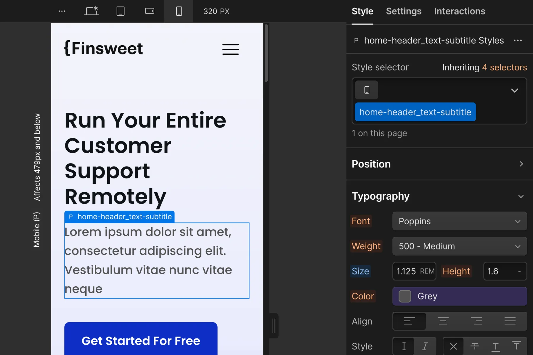 Cкриншот 2 интерфейса Webflow для раздела Стратегия классов 2