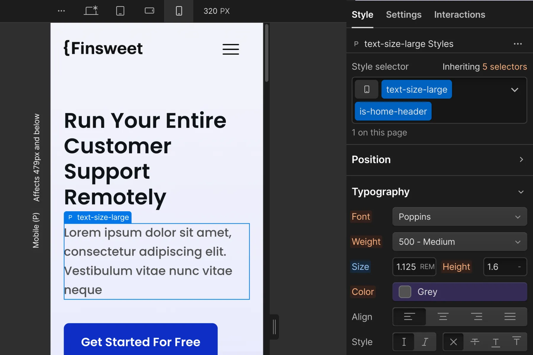 Cкриншот 3 интерфейса Webflow для раздела Стратегия классов 2