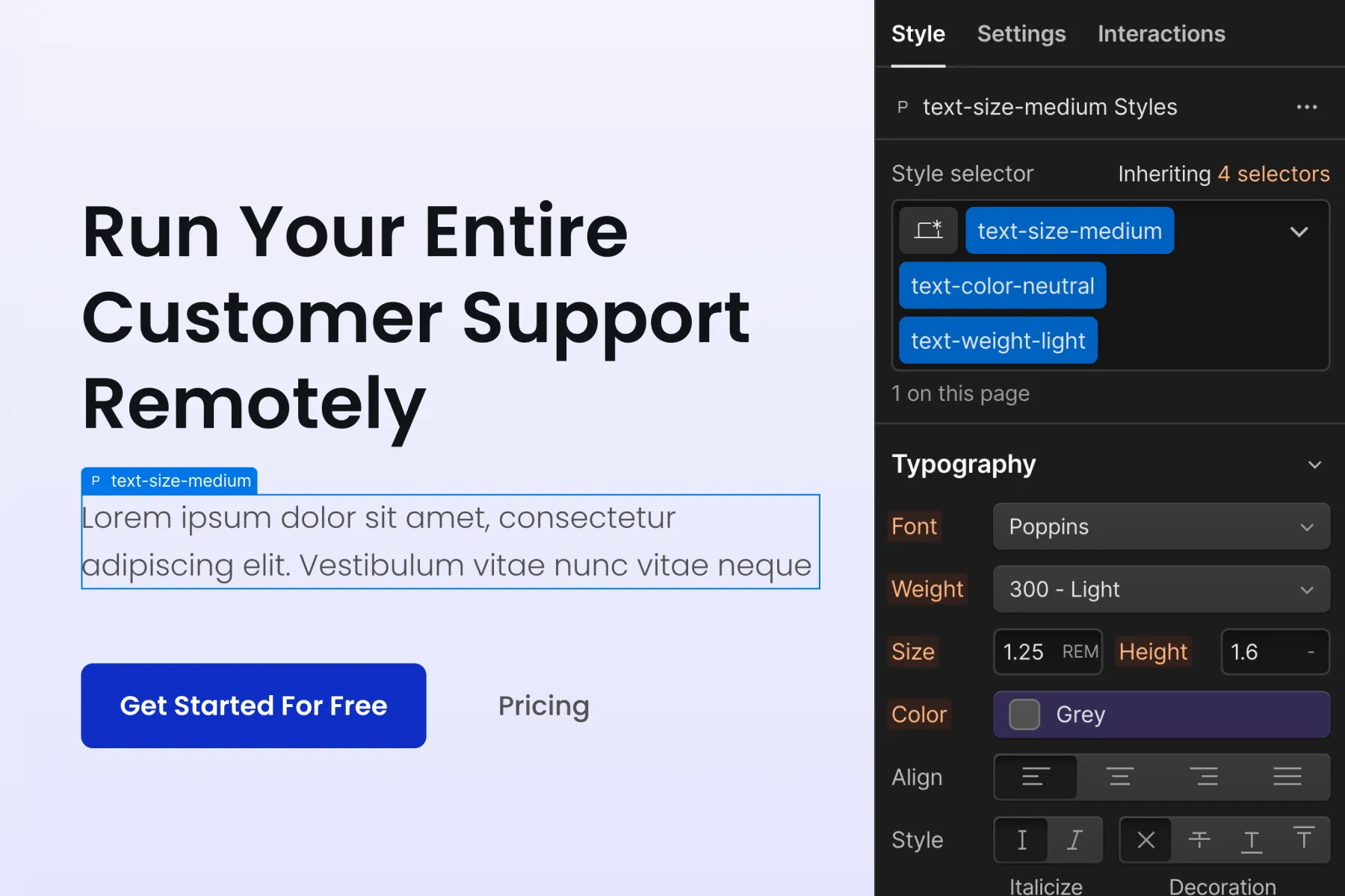 Cкриншот 5 интерфейса Webflow для раздела Стратегия классов 2