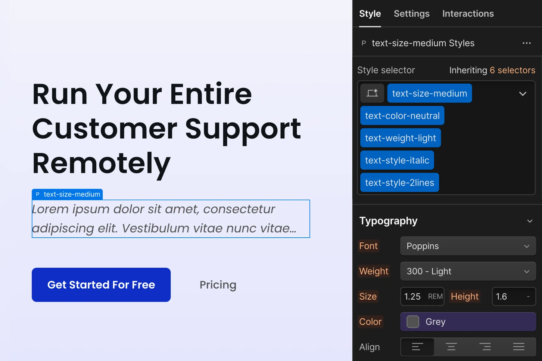 Cкриншот 7 интерфейса Webflow для раздела Стратегия классов 2