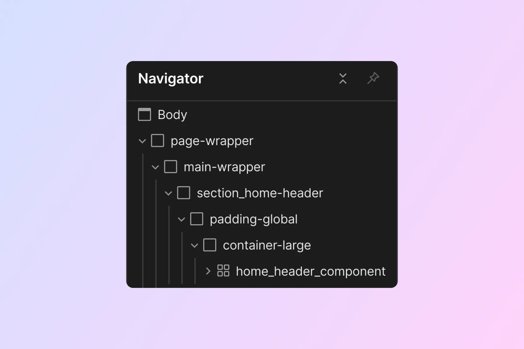 Cкриншот 1 интерфейса Webflow для раздела Стратегия Основной структуры
