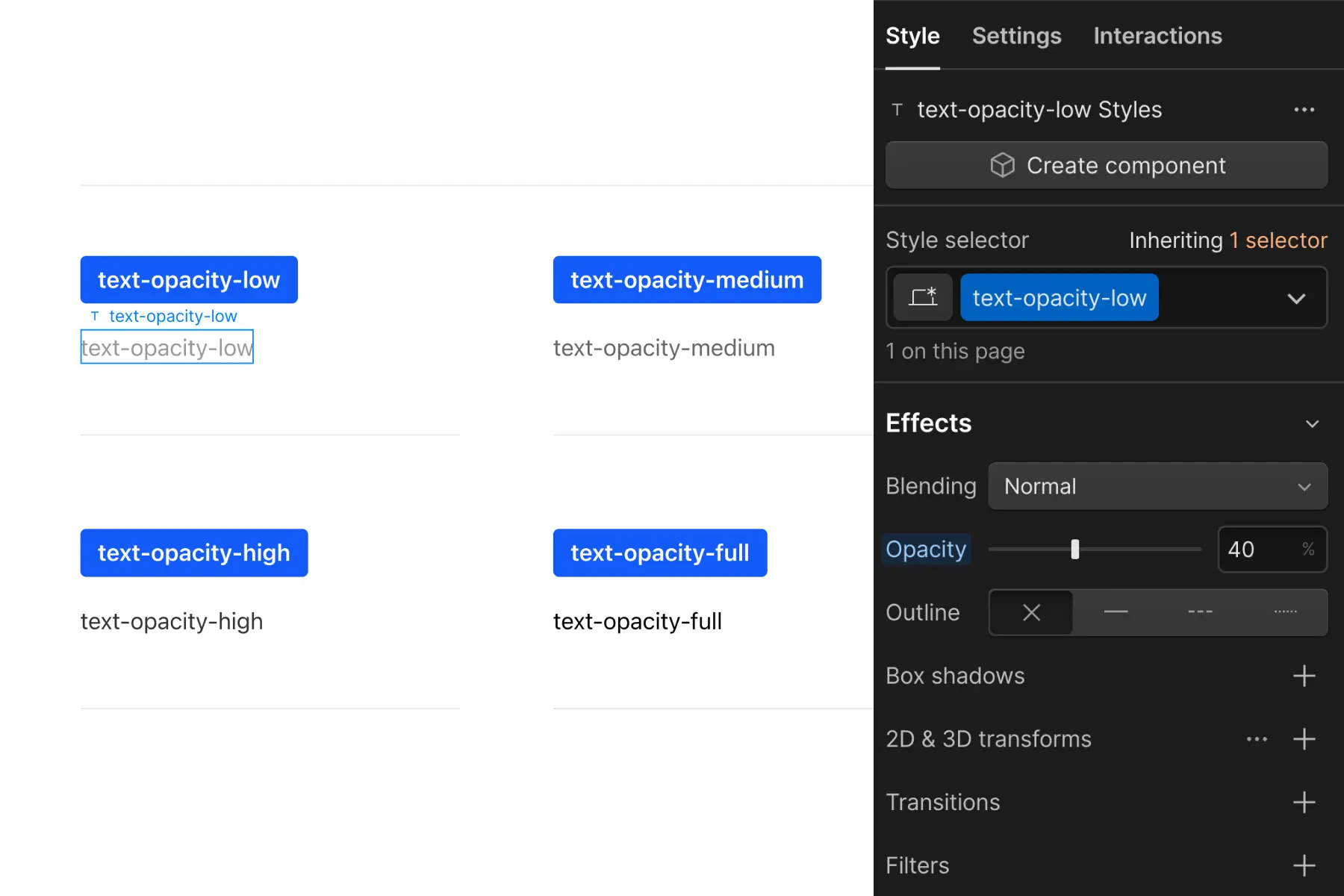 Cкриншот 6 интерфейса Webflow для раздела Стратегия типографики